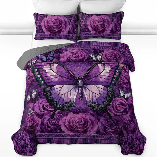 Pajabear Quilt 3-Piece Set Purple Butterfly Dreams