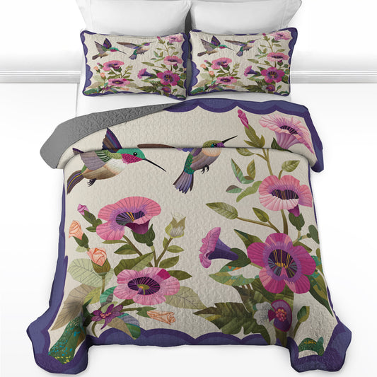 Pajabear Quilt 3-Piece Set Hummingbird Garden