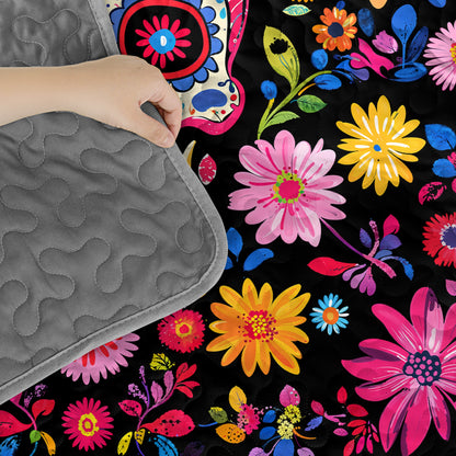 Pajabear Quilt 3-Piece Set Vibrant Skull Floral