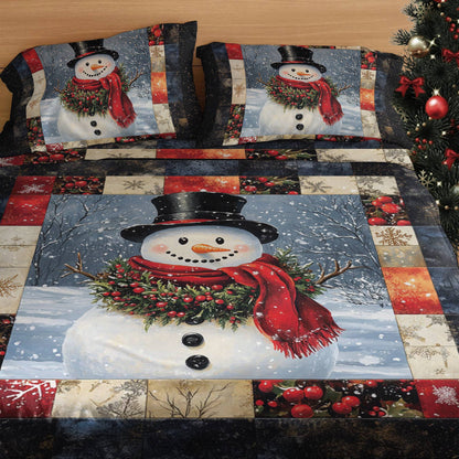 Pajabear 4-Piece Bed Sheet Set Cheery Snowman