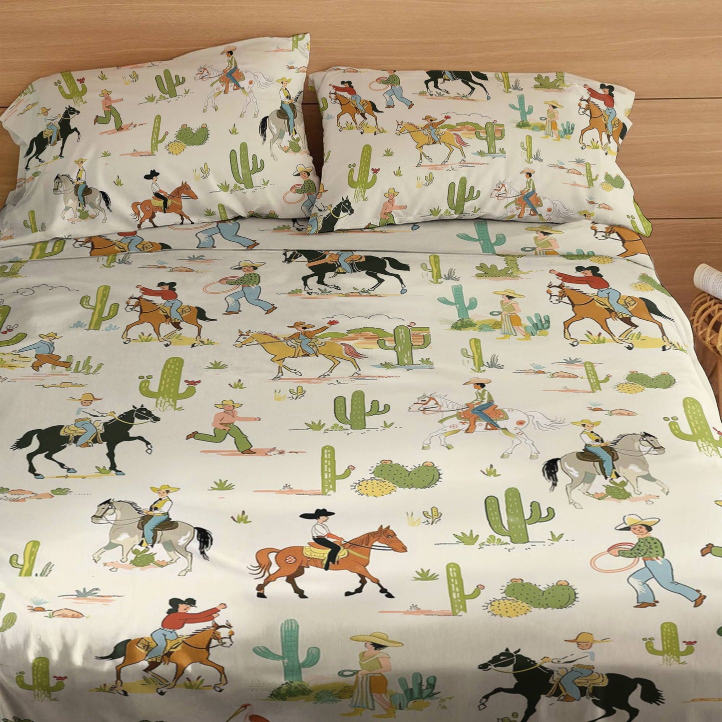 Pajabear 4-Piece Bed Sheet Set Cowboy Adventure