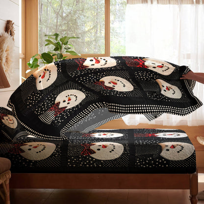 Pajabear 4-Piece Bed Sheet Set - Elegant Snowman Bowtie
