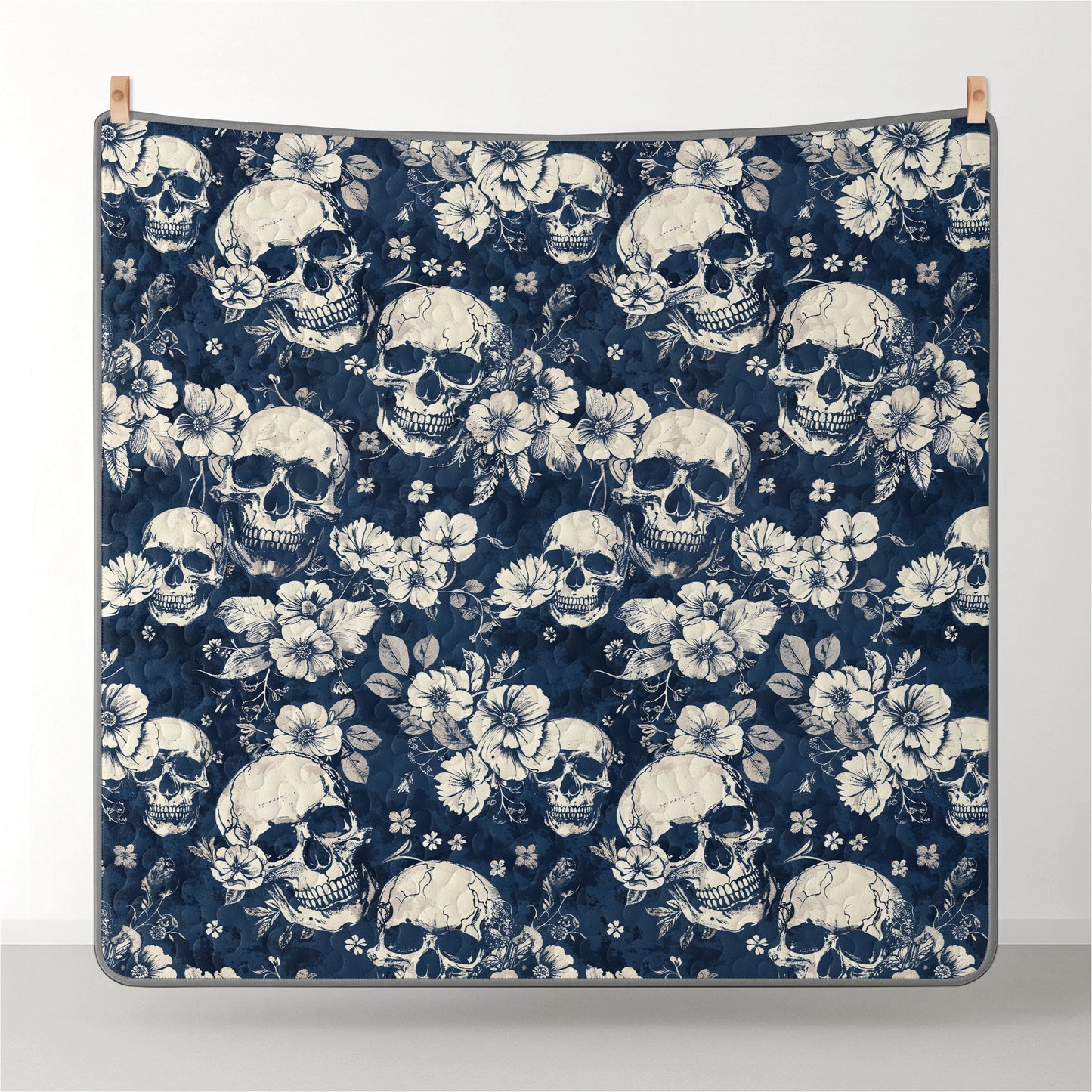 Pajabear Quilt 3-Piece Set Midnight Skull Blooms