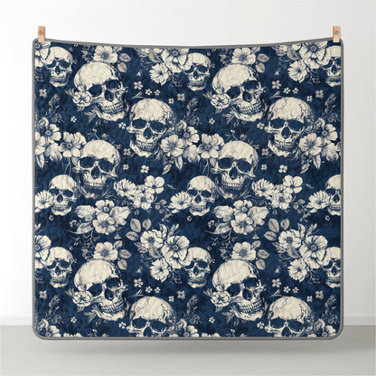 Pajabear Quilt 3-Piece Set Midnight Skull Blooms