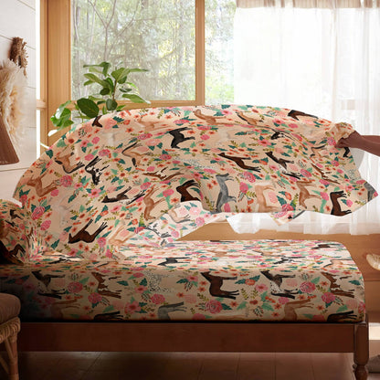 Pajabear 4-Piece Bed Sheet Set Horse Blooming