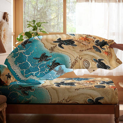 Pajabear 4-Piece Bed Sheet Set Sea Turtle Journey