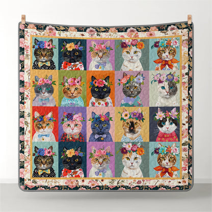 Pajabear Quilt 3-Piece Set Floral Cat Fantasy