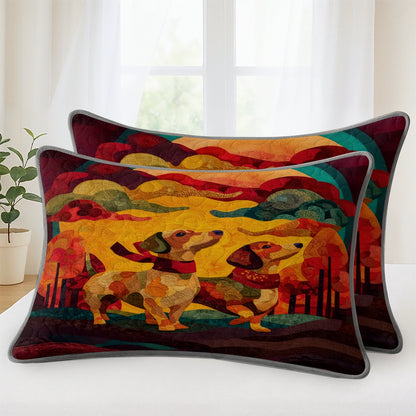 Pajabear Quilt 3-Piece Set Sunset Dachshund Harmony