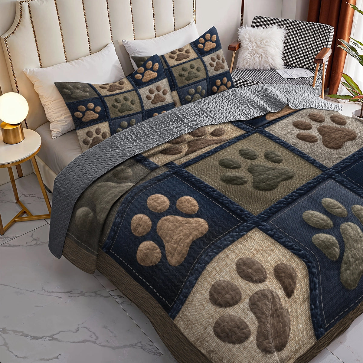 Pajabear Quilt 3-Piece Set Paws of Love