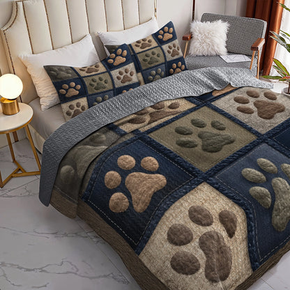 Pajabear Quilt 3-Piece Set Paws of Love