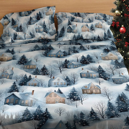 Pajabear 4-Piece Bed Sheet Set Snow Village