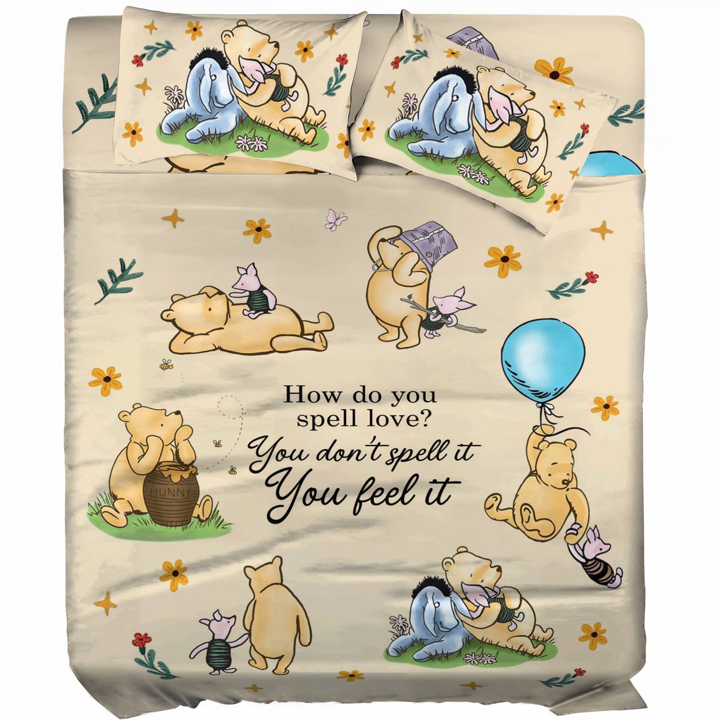 Pajabear 4-Piece Bed Sheet Set Pooh The Love
