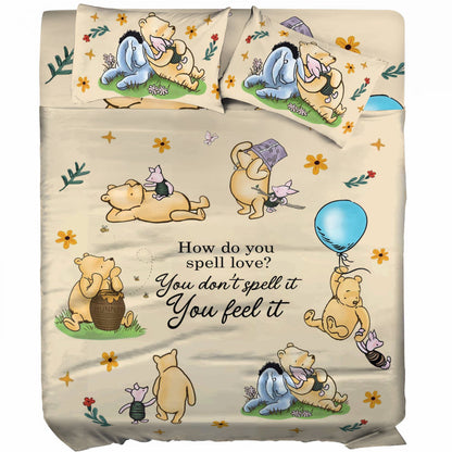 Pajabear 4-Piece Bed Sheet Set Pooh The Love