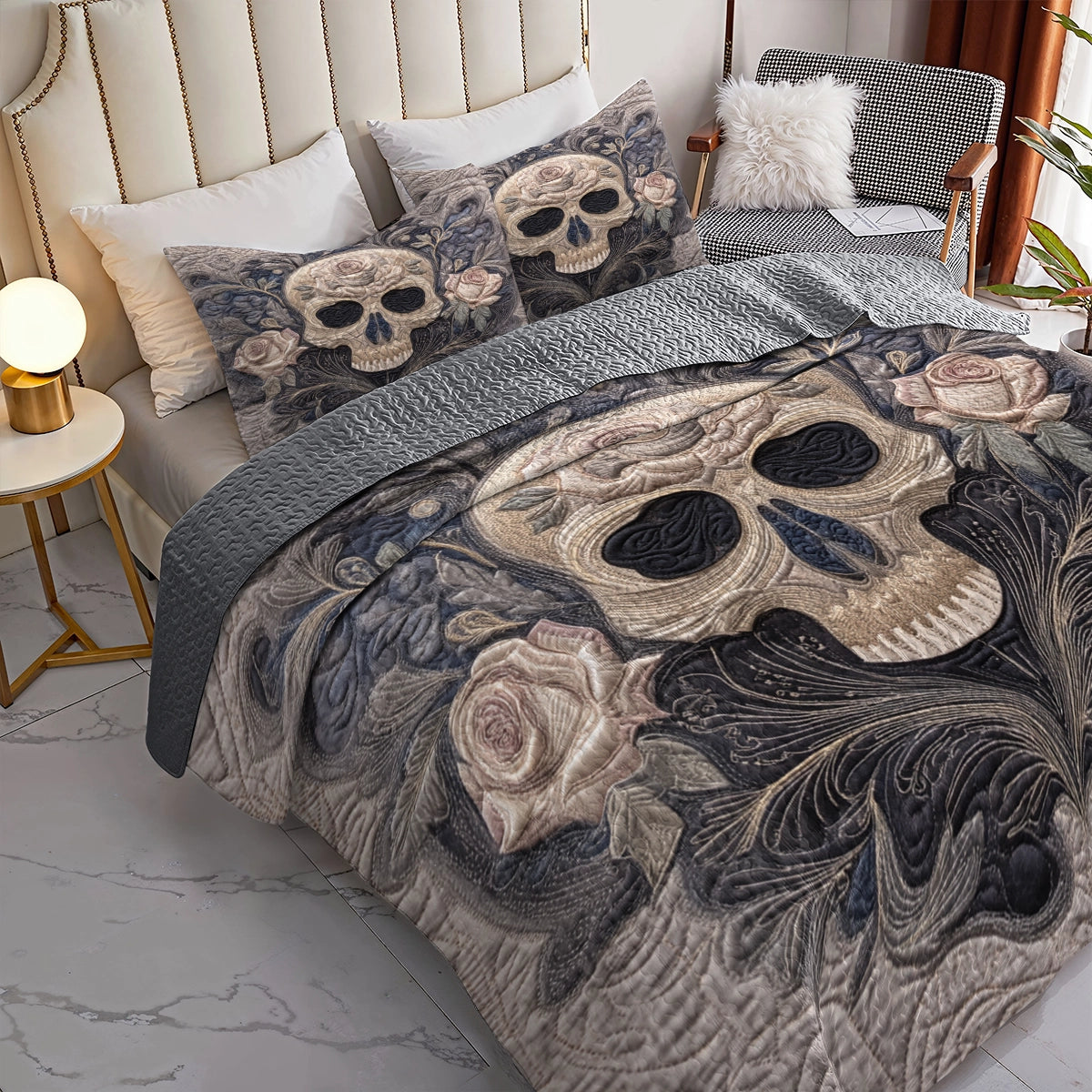 Pajabear Quilt 3-Piece Set Rose of the Silent Skull
