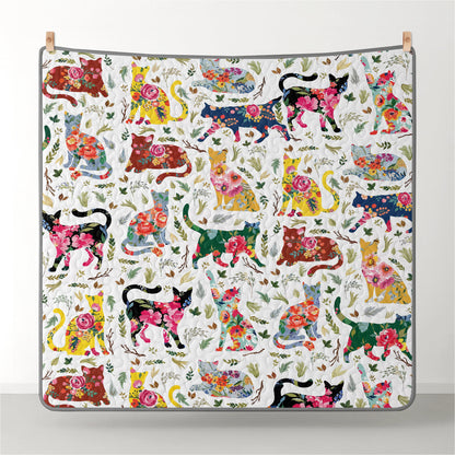 Pajabear Quilt 3-Piece Set Cat Floral