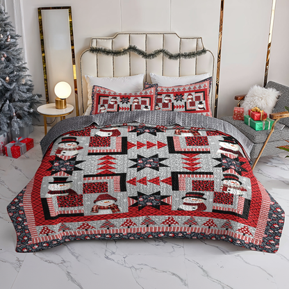 Pajabear Quilt 3-Piece Set Starry Snowmen Holiday