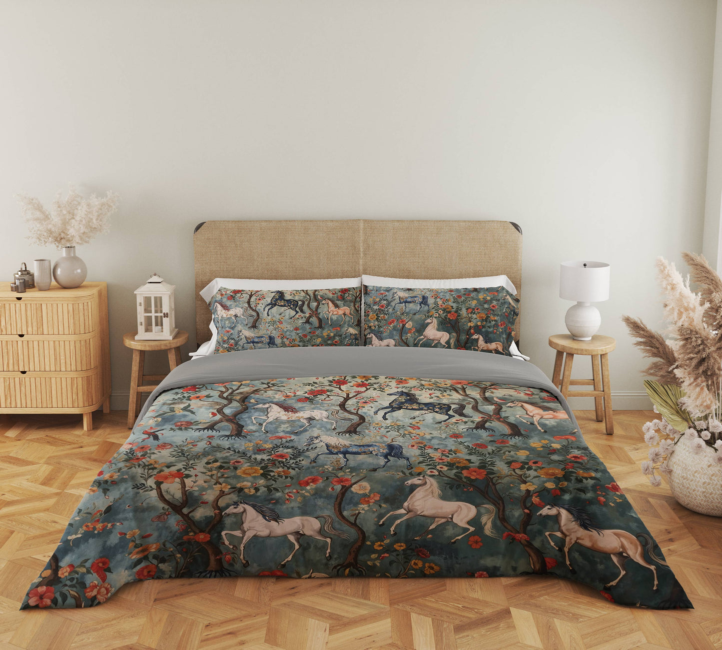 Pajabear 3 Pieces Duvet Cover Set Mystical Steed