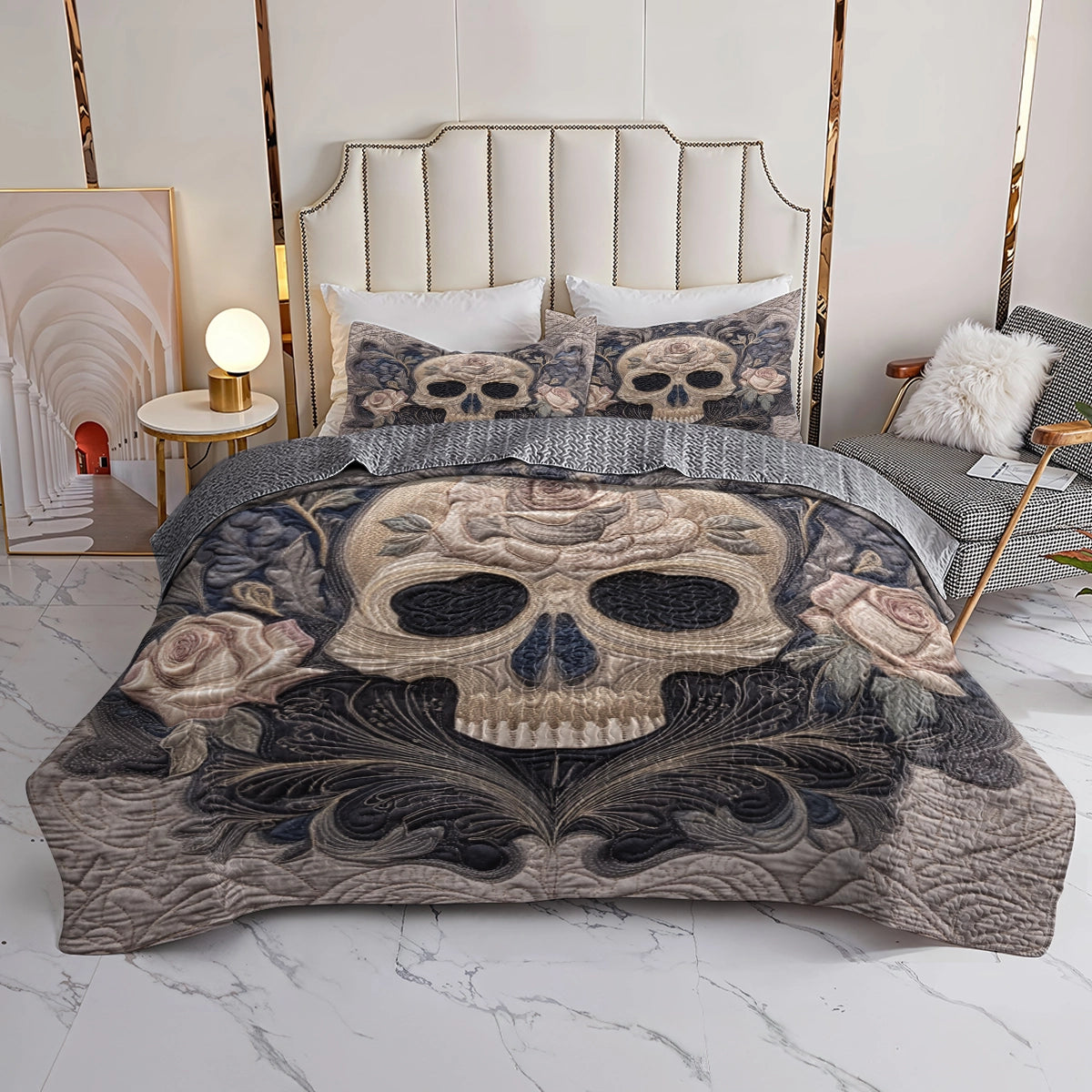 Pajabear Quilt 3-Piece Set Rose of the Silent Skull