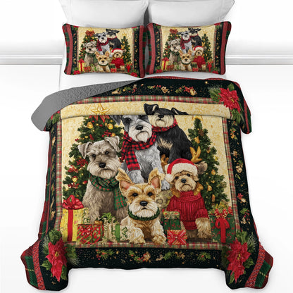 Pajabear Quilt 3-Piece Set Santa’s Schnauzer Crew