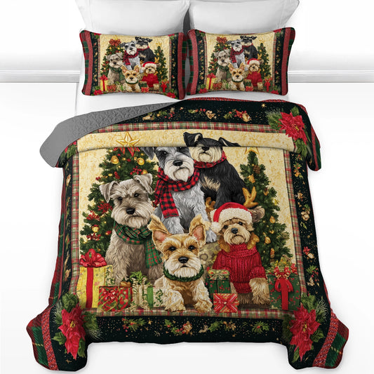 Pajabear Quilt 3-Piece Set Santa’s Schnauzer Crew