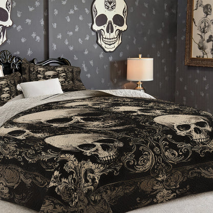 Pajabear Quilt 3-Piece Set Gothic Skull Majesty