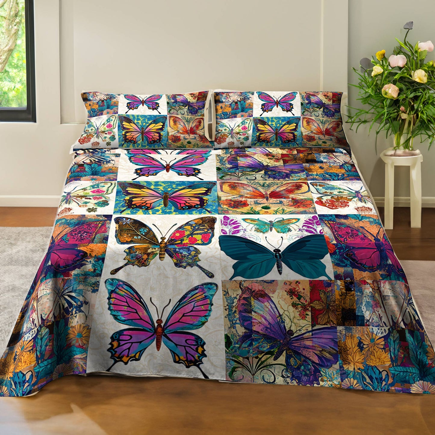 Pajabear 4-Piece Bed Sheet Set Classical Butterflies
