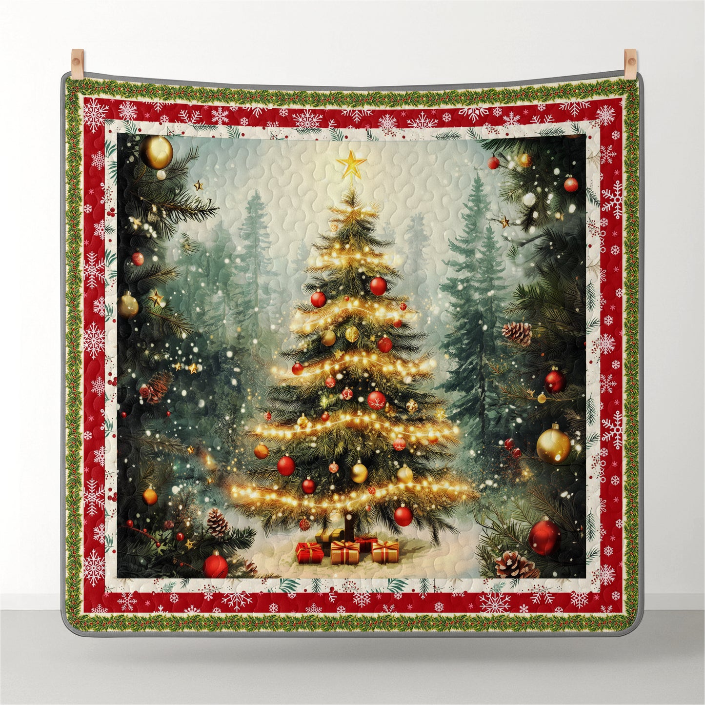 Pajabear Quilt 3-Piece Set Golden Glow Christmas Tree