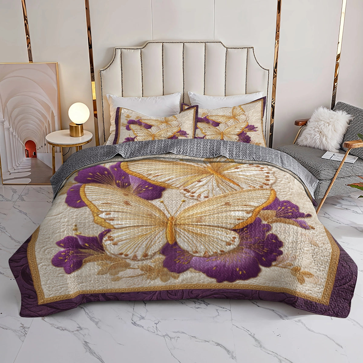 Pajabear Quilt 3-Piece Set Golden Wings of Serenity