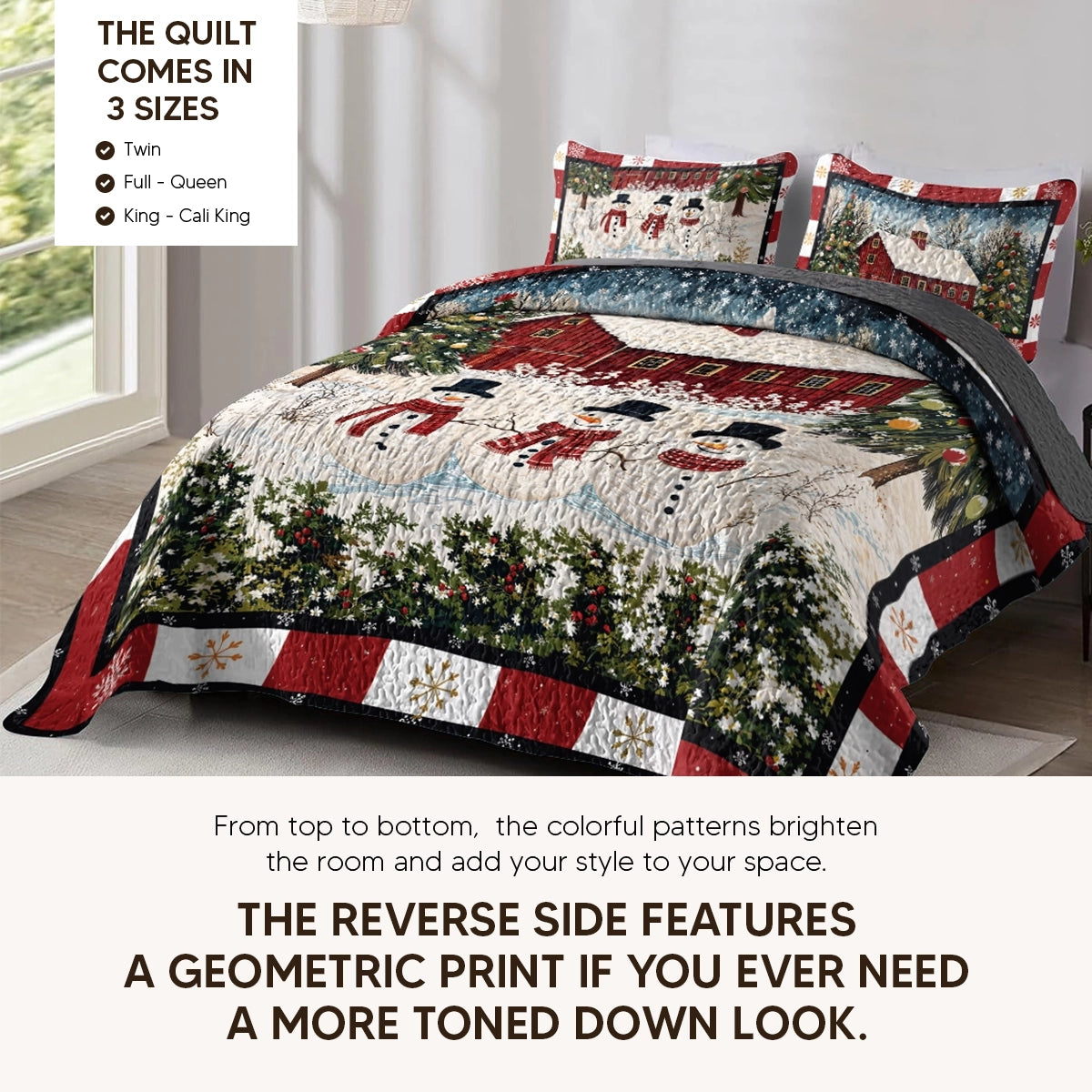 Pajabear Quilt 3-Piece Set Country Christmas Charm