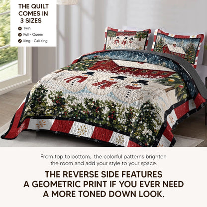 Pajabear Quilt 3-Piece Set Country Christmas Charm
