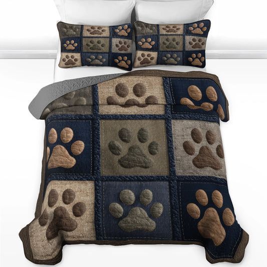 Pajabear Quilt 3-Piece Set Paws of Love