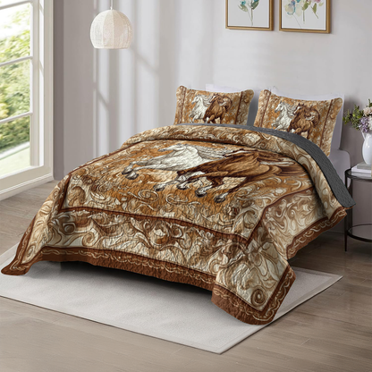 Pajabear Quilt 3-Piece Set Golden Gallop Harmony