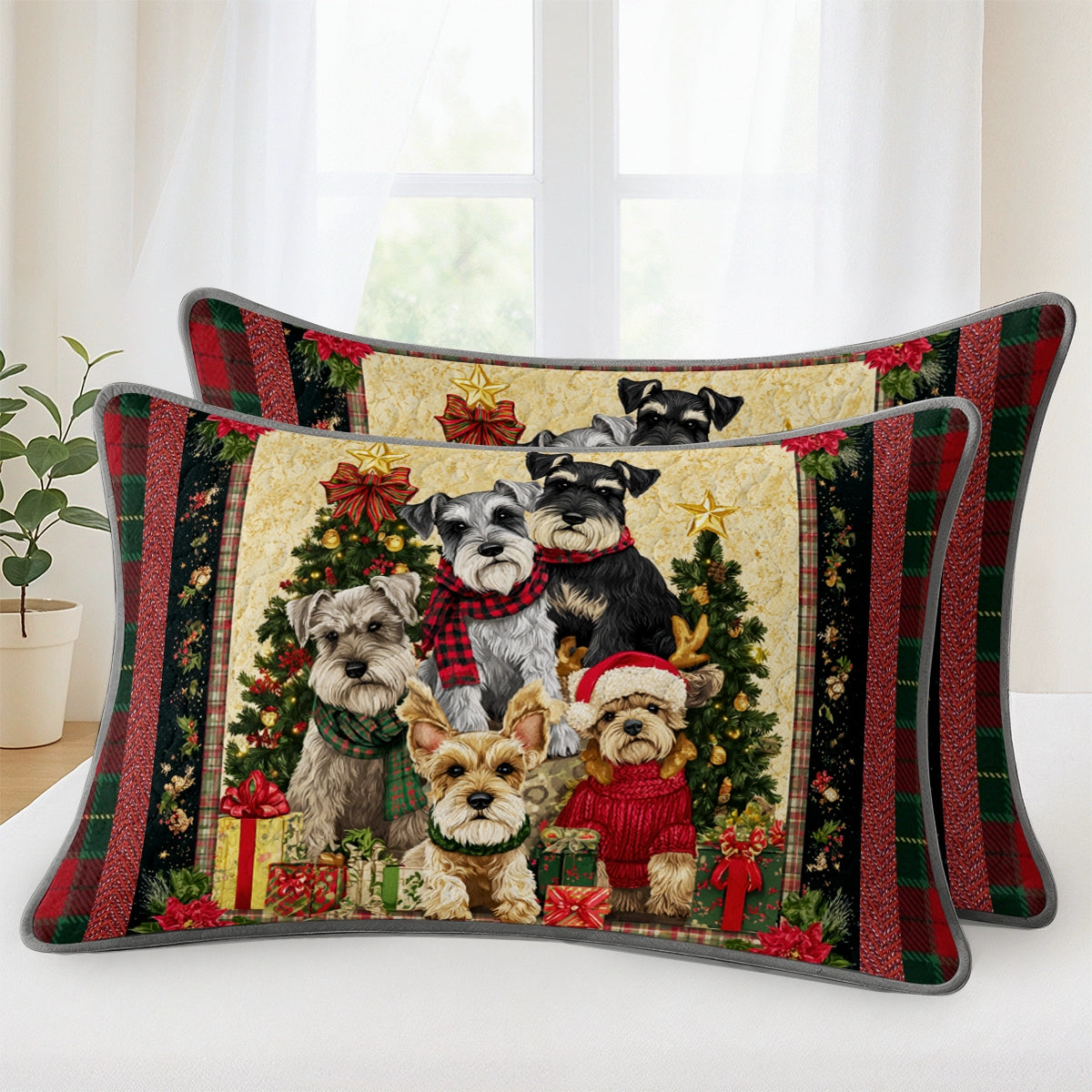 Pajabear Quilt 3-Piece Set Santa’s Schnauzer Crew