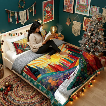 Pajabear Quilt 3-Piece Set Colorful Forest Path