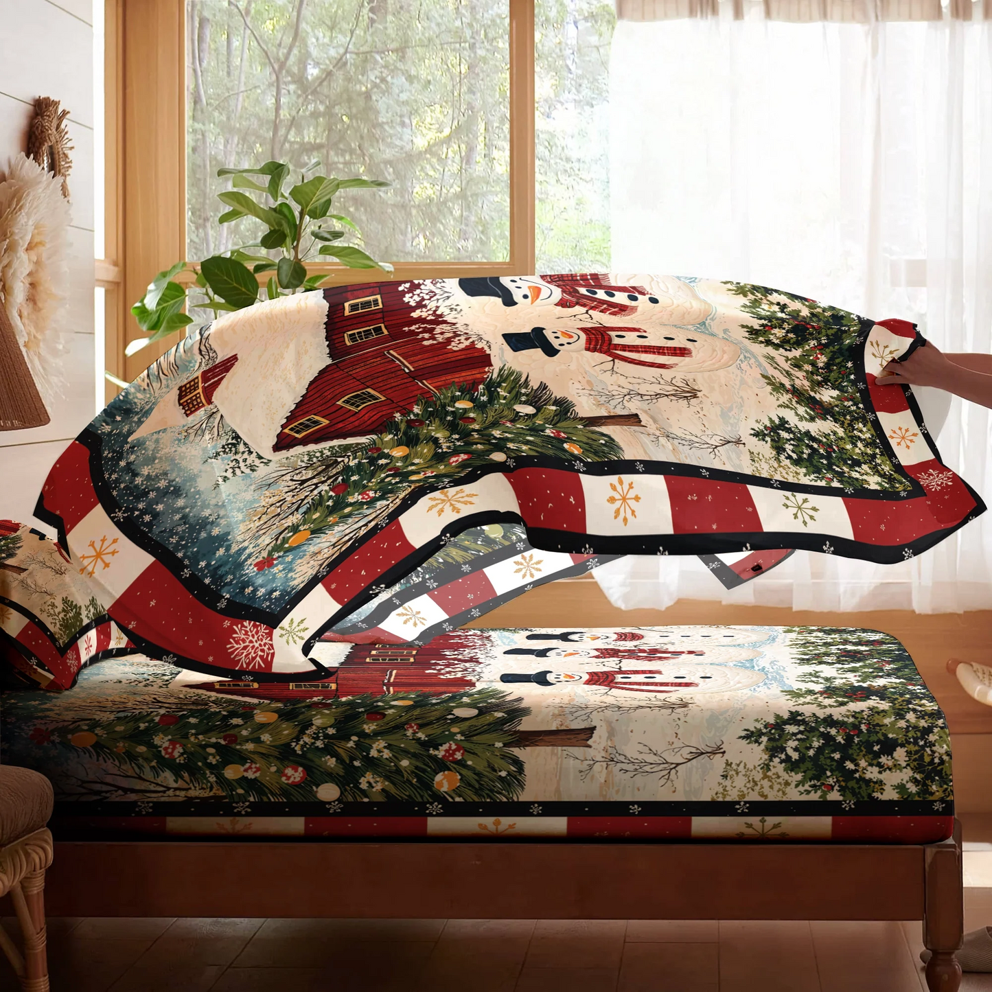 Pajabear 4-Piece Bed Sheet Set Country Christmas Charm