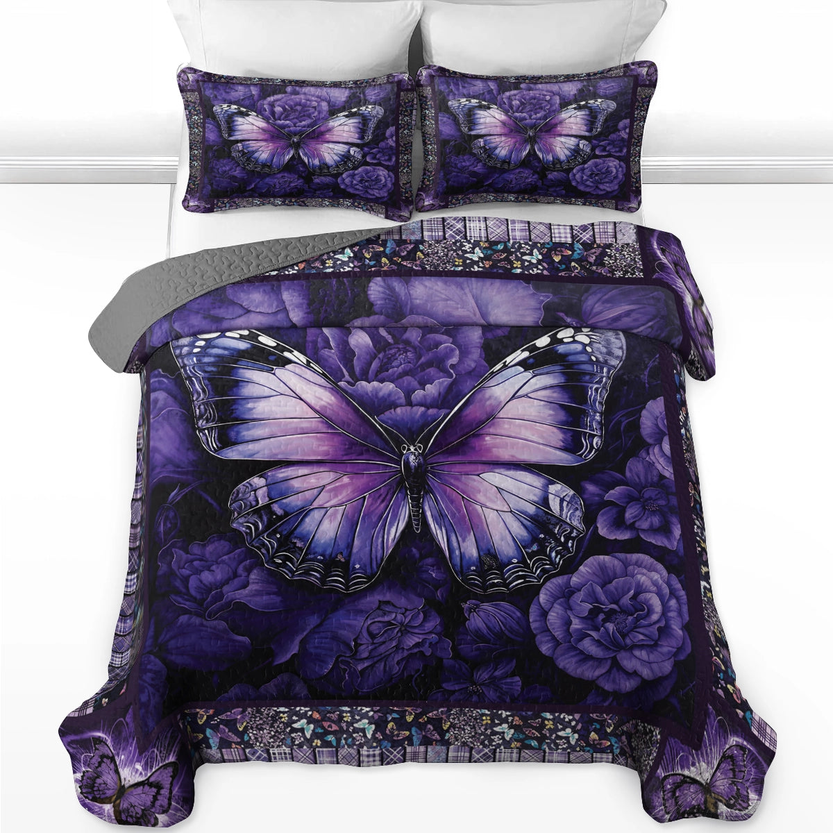 Pajabear Quilt 3-Piece Set Butterfly Bliss Purple