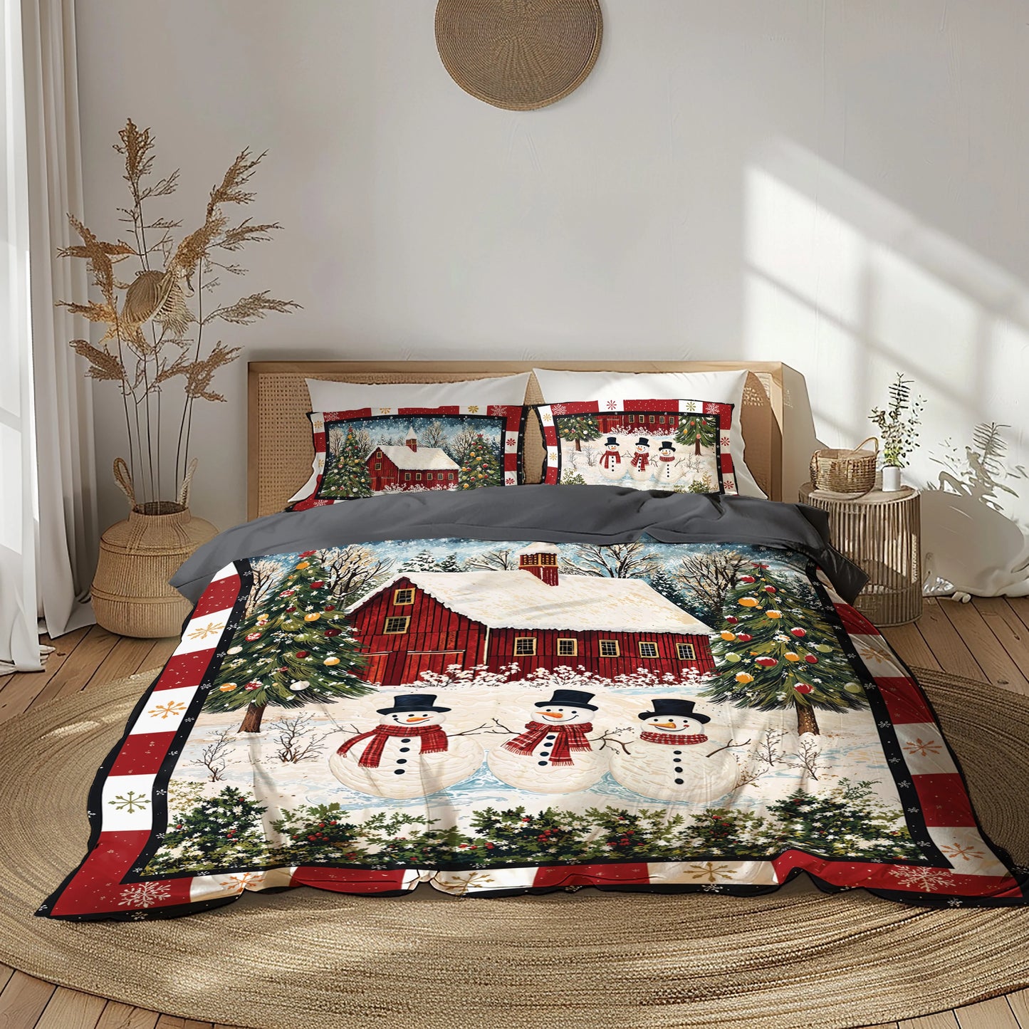 Pajabear 3 Pieces Duvet Cover Set Country Christmas Charm