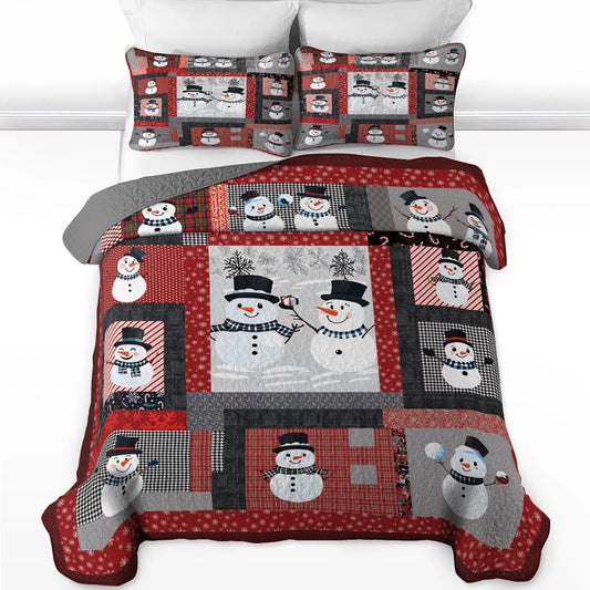 Pajabear Quilt 3-Piece Set Playful Snowmen