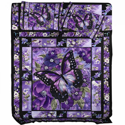 Pajabear 4-Piece Bed Sheet Set Gorgeous Purple Butterfly Flowers
