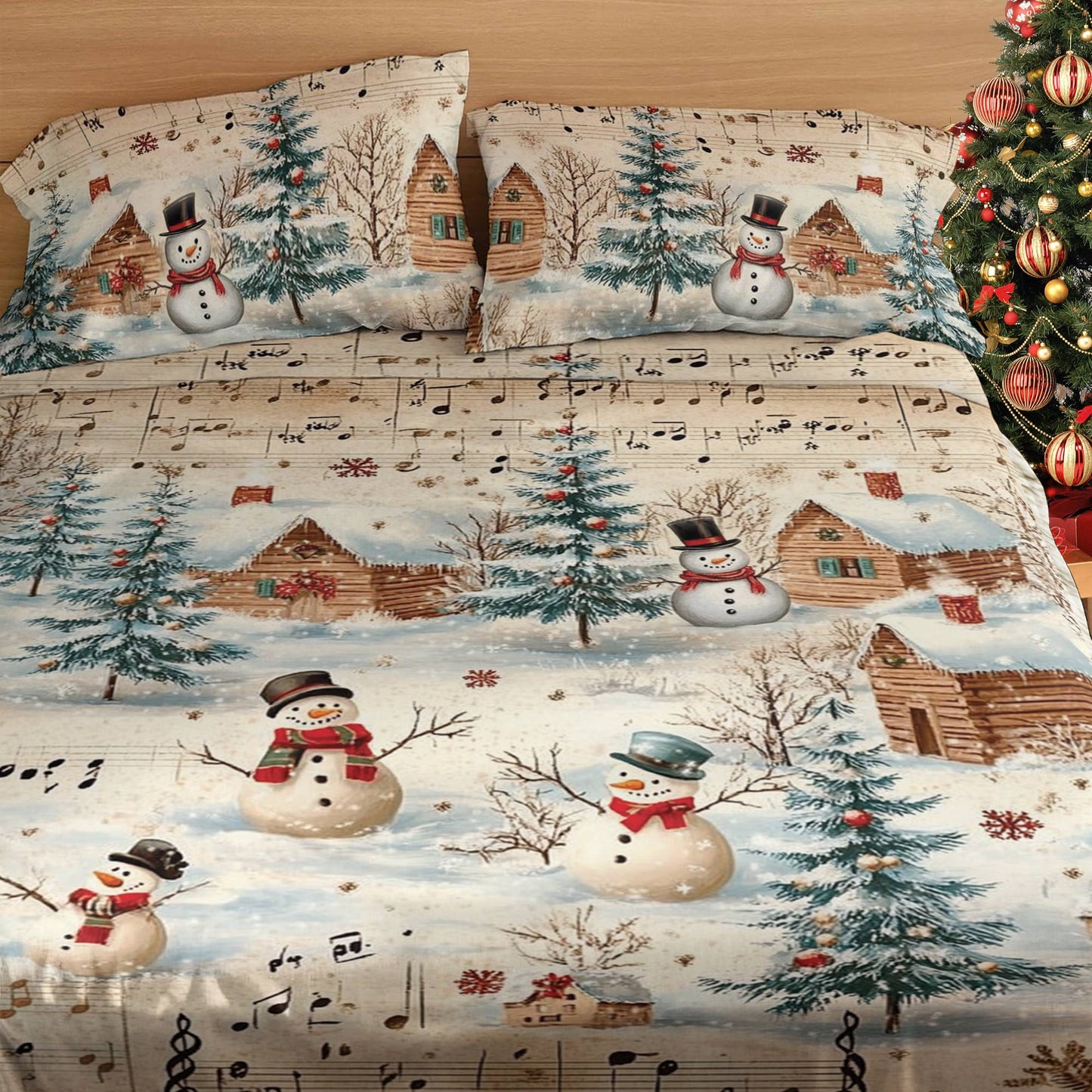 Pajabear 4-Piece Bed Sheet Set Snow Melody