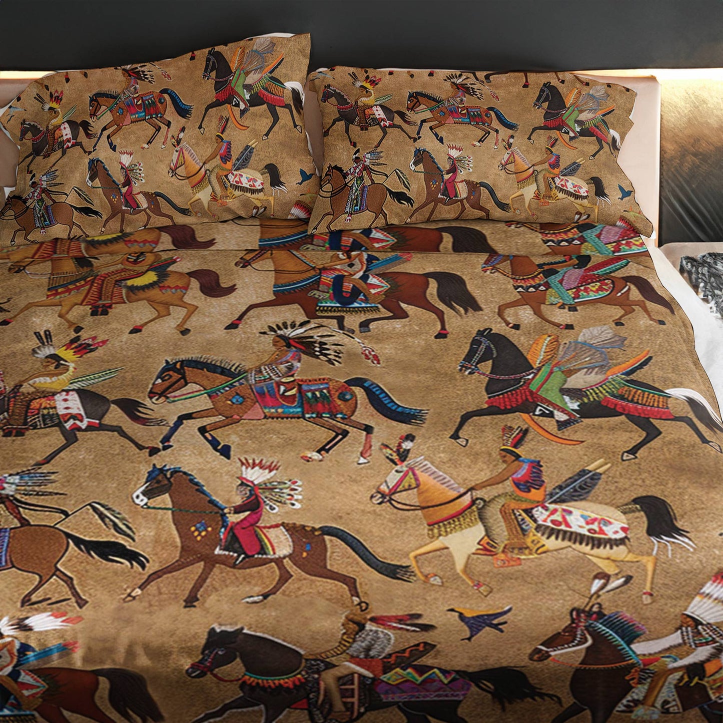 Pajabear 4-Piece Bed Sheet Set Strength Native Horses