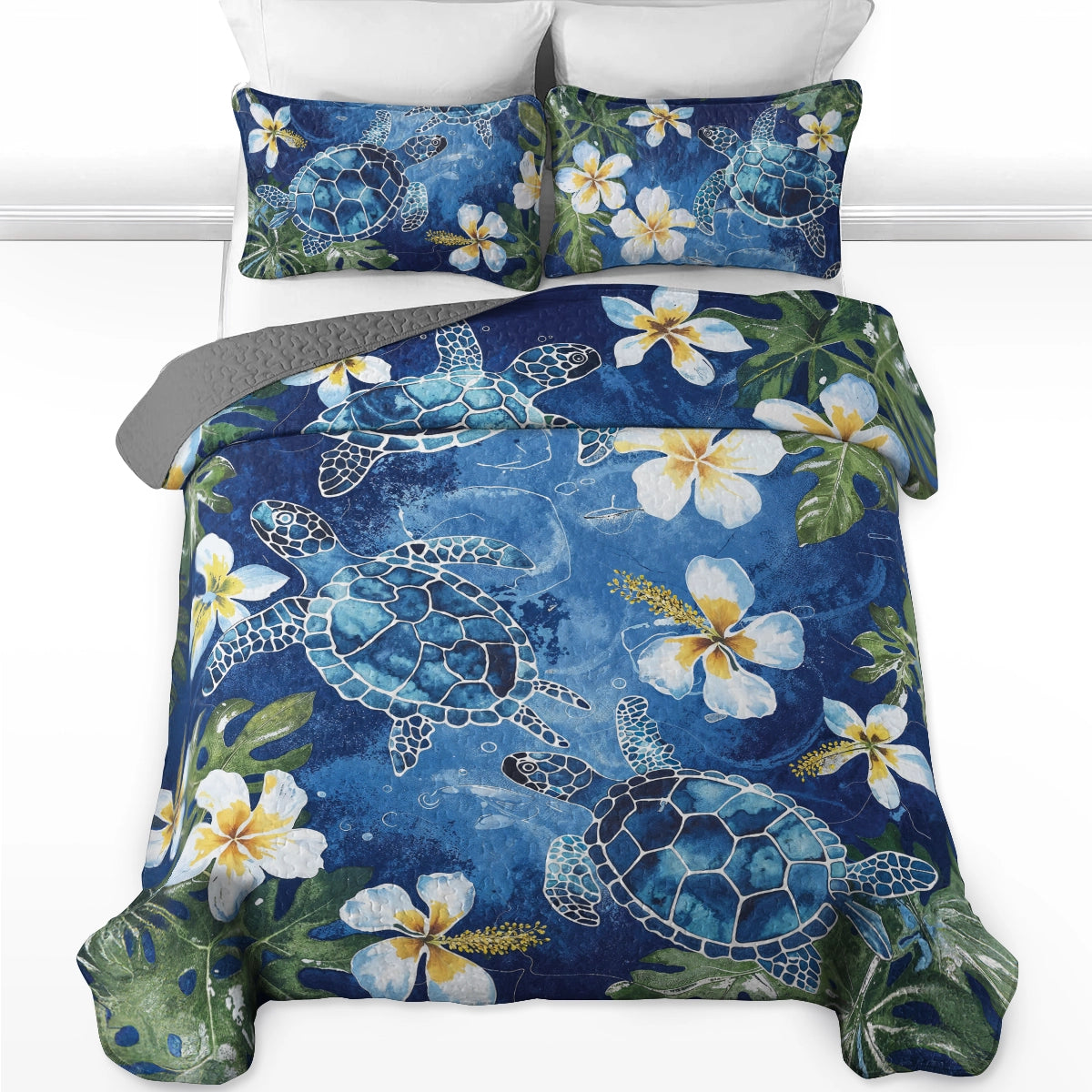 Pajabear Quilt 3-Piece Set Tropical Sea Turtle Paradise