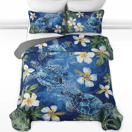 Pajabear Quilt 3-Piece Set Tropical Sea Turtle Paradise