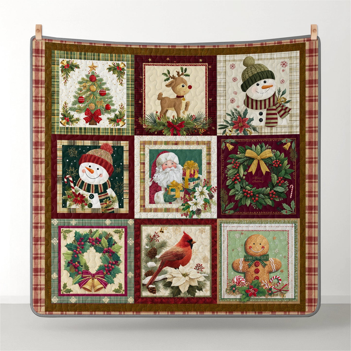 Pajabear Quilt 3-Piece Set Vintage Christmas Joy