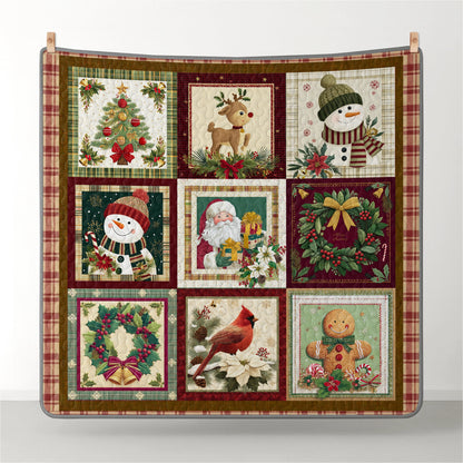 Pajabear Quilt 3-Piece Set Vintage Christmas Joy