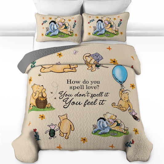 Pajabear Quilt 3-Piece Set Pooh The Love
