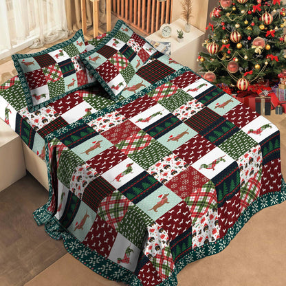 Pajabear 4-Piece Bed Sheet Set Dachshund Christmas