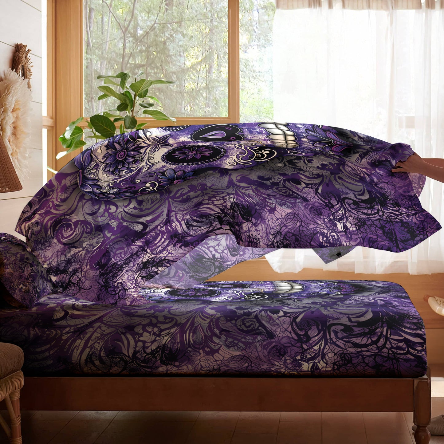 Pajabear 4-Piece Bed Sheet Set Gorgeous Mandala Skull