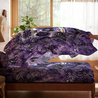 Pajabear 4-Piece Bed Sheet Set Gorgeous Mandala Skull