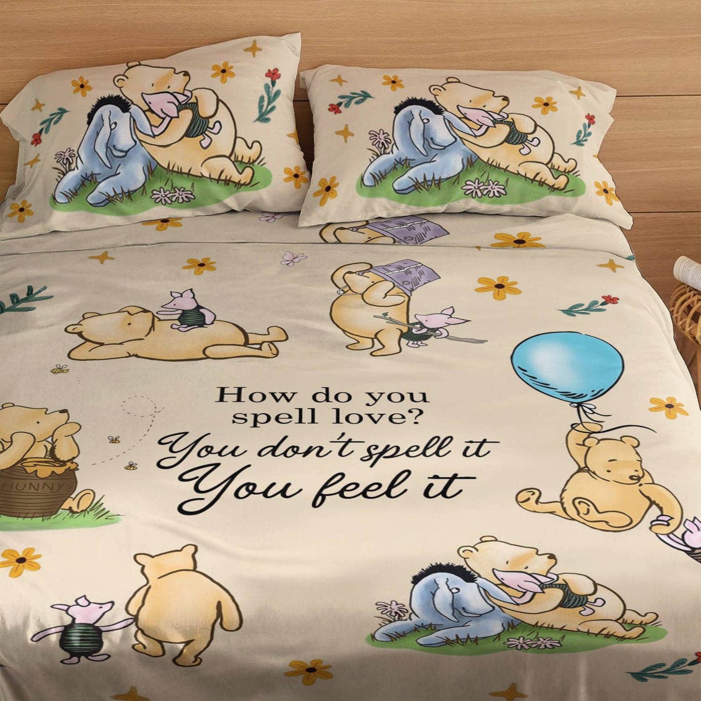 Pajabear 4-Piece Bed Sheet Set Pooh The Love